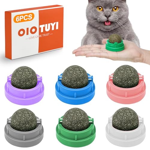 OioTuyi 6er Set Katzenminze Ball mit Wandhalterung, Drehbarer Leckstein Spielzeug für Katzen, Anti-Stress Katzen Zubehör OioTuyi 6er Set Katzenminze Ball mit Wandhalterung, Drehbarer Leckstein Spielzeug für Katzen, Anti-Stress Katzen Zubehör von OioTuyi