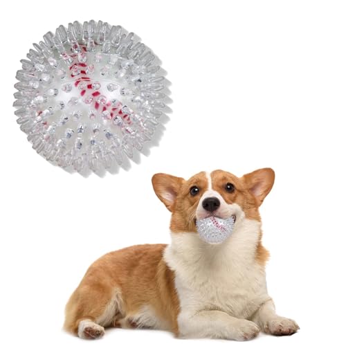 Oiuyamn Quietschendes Hundeballspielzeug, stacheliger Ball, Gummispielzeug, interaktiver Hundeball, Welpenzahnreinigung, Zahnspielzeug, geeignet für kleine, mittelgroße und große Hunde von Oiuyamn
