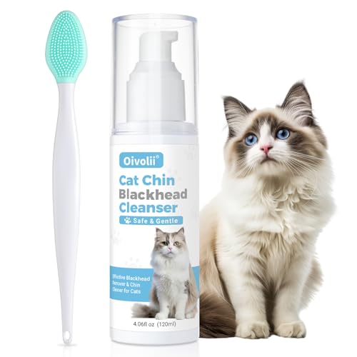 Oivolii Katzenakne Creme, 120 ml - Katzen-Akne-Kinnentferner, Sanfte Aknebehandlung, 2-in-1 Reinigungsgel & Bürste mit weicher Silikon-Schrubberbürste für Oivolii Katzenakne Creme, 120 ml - Katzen-Akne-Kinnentferner, Sanfte Aknebehandlung, 2-in-1 Reinigungsgel & Bürste mit weicher Silikon-Schrubberbürste für von Oivolii