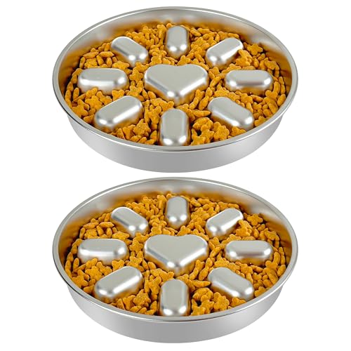 Oiwliur Slow Feeder Hundenapf mit Anti-Rutsch-Matte, Edelstahl Metall Slow Feeder für Kleine & Mittlere Hunde, 2 Tassen Haustiernapf für Schnelle Esser, Verlangsamt das Essen, Spülmaschinenfest (2 Oiwliur Slow Feeder Hundenapf mit Anti-Rutsch-Matte, Edelstahl Metall Slow Feeder für Kleine & Mittlere Hunde, 2 Tassen Haustiernapf für Schnelle Esser, Verlangsamt das Essen, Spülmaschinenfest (2 von Oiwliur