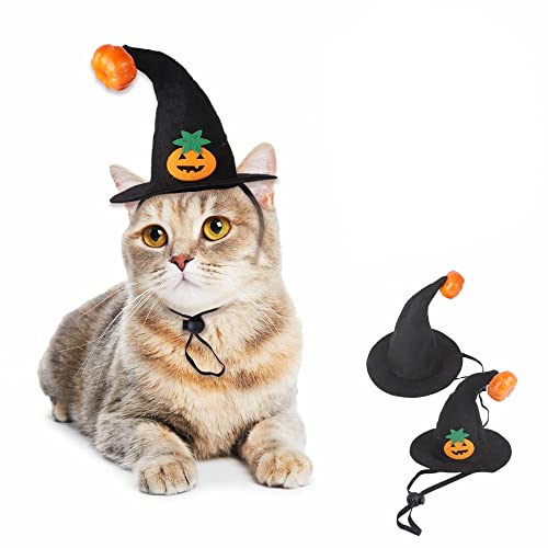 Okared Halloween Katze Hund Haustier Kostüm Kürbis Zauberer Hut mit verstellbarem Riemen für Halloween Party Kleidung von Okared