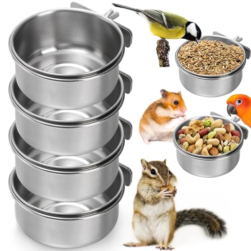 Okllen 4er Pack Vogelfutternapfbecher, Abnehmbare Edelstahl Vogelfutternäpfe mit Klemme, Vogelkäfig Futterautomat für Chinchilla Papagei Nymphensittich Conure Wellensittich Kleintier Okllen 4er Pack Vogelfutternapfbecher, Abnehmbare Edelstahl Vogelfutternäpfe mit Klemme, Vogelkäfig Futterautomat für Chinchilla Papagei Nymphensittich Conure Wellensittich Kleintier von Okllen