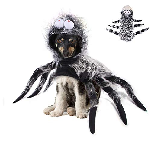 Okssud Halloween Haustier Hund Katze Kleidung Kleidung, Spinnenkostüm Skelett Weihnachtsfeier Kostüm Kleidung Plüsch Spinne Kostüme für Kleine Mittel Große Hunde & Katzen von Okssud