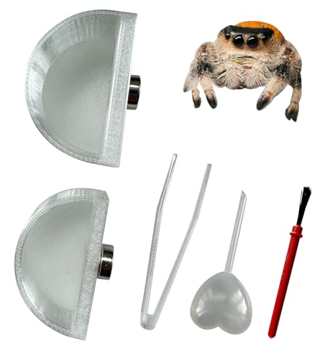 2 x Springspinnen-Futternapf, winzige Futterschalen mit Pinzette, Pipette und Reinigungsbürste für Springspinnen, Vogelspinne und andere kleine Haustiere, halbrund 2 x Springspinnen-Futternapf, winzige Futterschalen mit Pinzette, Pipette und Reinigungsbürste für Springspinnen, Vogelspinne und andere kleine Haustiere, halbrund von Okueejur