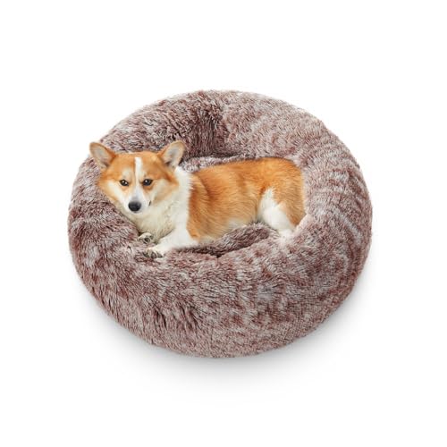 OlaPhum Beruhigendes Donut-Hundebett für mittelgroße Hunde und große Hunde, rund, beruhigendes Haustierbett, waschbar und rutschfest, wärmend, gemütlich, flauschiges Kunstfell-Plüschkissen (Braun, OlaPhum Beruhigendes Donut-Hundebett für mittelgroße Hunde und große Hunde, rund, beruhigendes Haustierbett, waschbar und rutschfest, wärmend, gemütlich, flauschiges Kunstfell-Plüschkissen (Braun, von OlaPhum