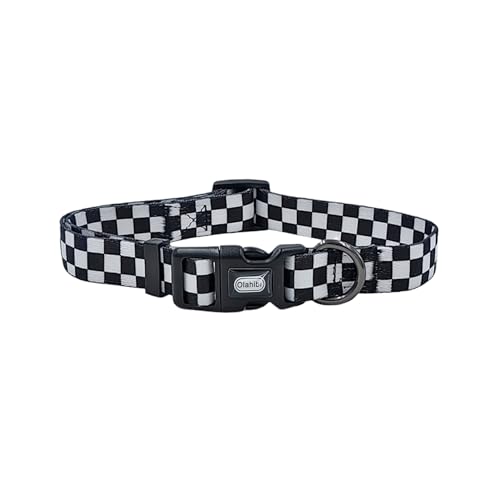 Olahibi Basic Hundehalsband, Karomuster, Polyester-Material, Größe 4 für kleine, mittelgroße und große Hunde (Größe S, Karomuster) von Olahibi