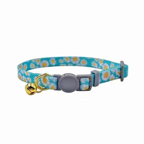 Olahibi Breakaway-Katzenhalsband, Blumenmuster, sichere Schnalle, transparente Glocke, Polyester-Material, für ausgewachsene Katzen (Grünes Gänseblümchen) von Olahibi
