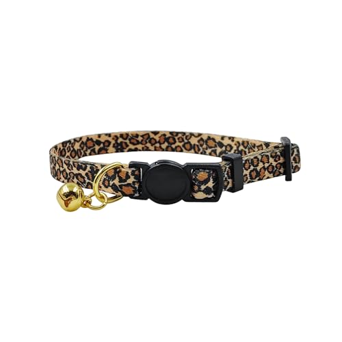 Olahibi Breakaway-Katzenhalsband, Leopardenmuster, sichere Schnalle, transparente Glocke, Polyester-Material, für ausgewachsene Katzen (Leopard) von Olahibi