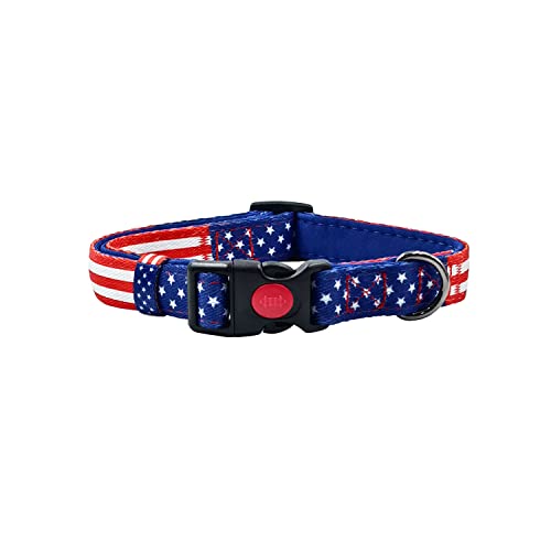 Olahibi Gepolstertes Hundehalsband aus Neopren, weich und bequem, Flaggenmuster, für kleine Hunde, Größe S, amerikanische Flagge Olahibi Gepolstertes Hundehalsband aus Neopren, weich und bequem, Flaggenmuster, für kleine Hunde, Größe S, amerikanische Flagge von Olahibi