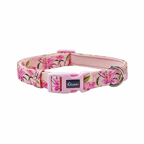 Olahibi Hundehalsband aus Neopren, gepolstert, weich und bequem, Blumenmuster, für mittelgroße Hunde, Größe M, Rosa Lilie Olahibi Hundehalsband aus Neopren, gepolstert, weich und bequem, Blumenmuster, für mittelgroße Hunde, Größe M, Rosa Lilie von Olahibi