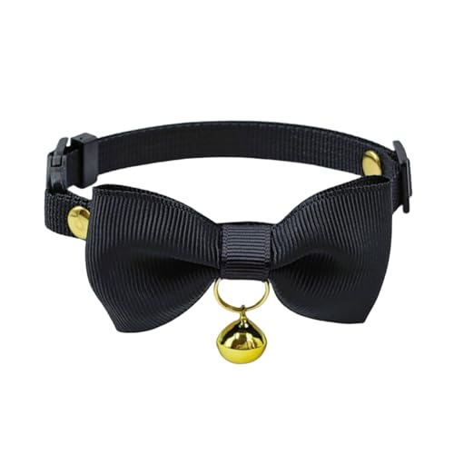 Olahibi Katzenhalsband, Sicherheitsverschluss, Schnalle, Fliege, klare Glocke, Polyester-Material. (Schwarz, Kätzchen) von Olahibi