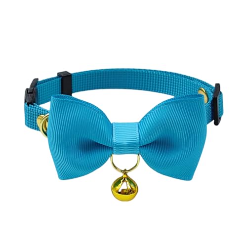 Olahibi Katzenhalsband, Sicherheitsverschluss, Schnalle, Fliege, transparente Glocke, Polyester-Material, Blau, Kätzchen-Katzen von Olahibi