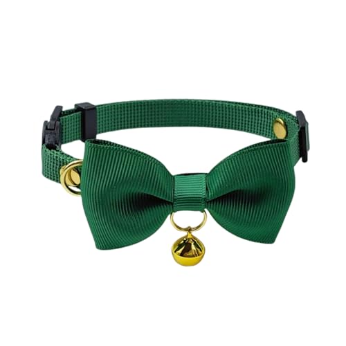 Olahibi Katzenhalsband, Sicherheitsverschluss, Schnalle, Fliege, transparente Glocke, Polyester-Material, Grün, ausgewachsene Katzen Olahibi Katzenhalsband, Sicherheitsverschluss, Schnalle, Fliege, transparente Glocke, Polyester-Material, Grün, ausgewachsene Katzen von Olahibi