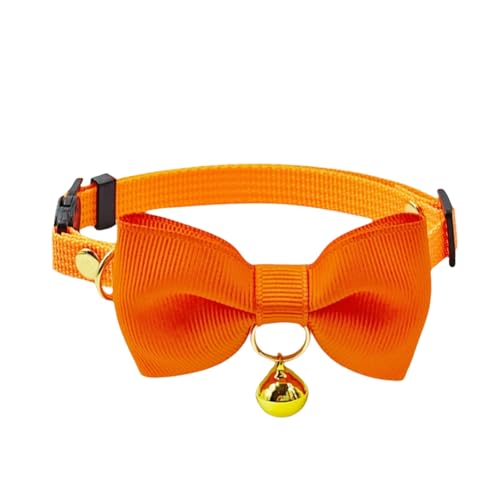 Olahibi Katzenhalsband, Sicherheitsverschluss, Schnalle, Fliege, transparente Glocke, Polyester-Material, Orange, Kätzchen-Katzen von Olahibi