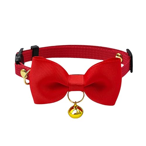 Olahibi Katzenhalsband, Sicherheitsverschluss, Schnalle, Fliege, transparente Glocke, Polyester-Material, Rot Olahibi Katzenhalsband, Sicherheitsverschluss, Schnalle, Fliege, transparente Glocke, Polyester-Material, Rot von Olahibi
