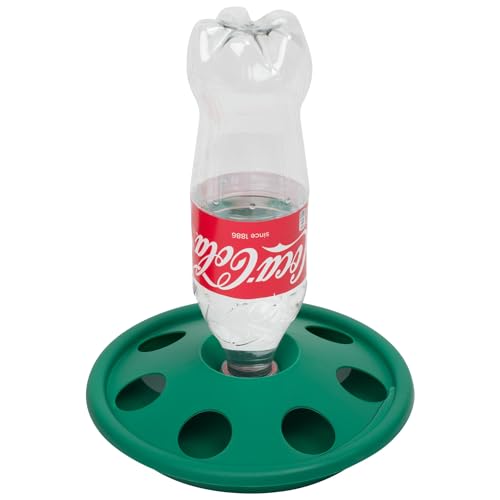 Olba Kükentränke für PET-Flaschen - Geflügeltränke für Trinkflaschen - Flaschentränke, Hühnertränke, Wassertränke - für handelsübliche Flaschen mit 0,5 bis 1 Liter Inhalt - 7 Trinköffnungen, grün von Olba