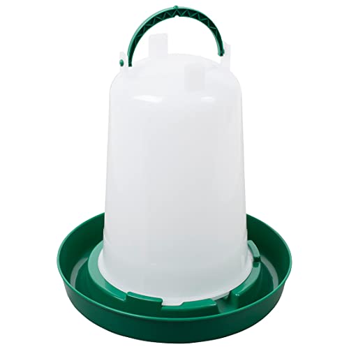 Hühnertränke 1,5 Liter, grün - Geflügeltränke für Hühner - Automatische Wassertränke - Stülptränke, Kükentränke, Wachteltränke, Vogeltränke - Wasserspender mit Bajonettverschluss und Aufhängung von Olba