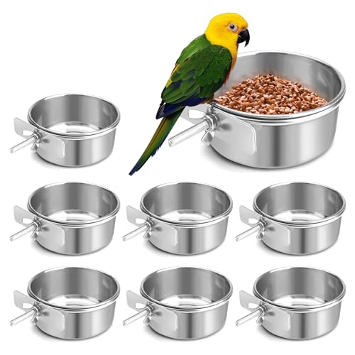Vogelschalen aus Edelstahl mit Klemme, Vogelfutterspender, 284 ml, 567 ml, 850 ml, für kleine Tiere, Hamster, Kleintierbecher mit Halter, je 284 ml Käfigstall, Haken für Kleintierkäfig, Schüssel (8 Vogelschalen aus Edelstahl mit Klemme, Vogelfutterspender, 284 ml, 567 ml, 850 ml, für kleine Tiere, Hamster, Kleintierbecher mit Halter, je 284 ml Käfigstall, Haken für Kleintierkäfig, Schüssel (8 von Old Tjikko