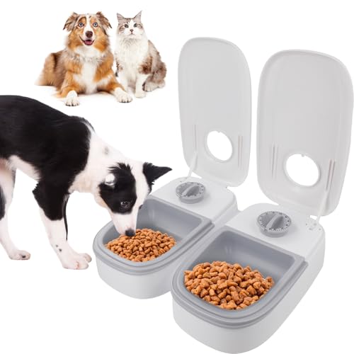 Automatischer Katzenfutterspender, sicherer automatischer Futterspender für Katzen und kleine Hunde, doppellagig, intelligenter 48-Stunden-Timer, 700 ml für rechtzeitige Mahlzeiten, Füttert Nass- und von OldPAPA