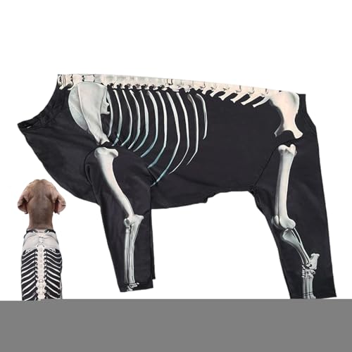 Hundekostüm, Skelett-Overall für Hunde, Halloween-Kleidung, Welpen-Body für Treffen mit Freunden, Fotos, Alltag, Urlaub, Cosplay, Feiern, Outdoor, Reisen, Zuhause Hundekostüm, Skelett-Overall für Hunde, Halloween-Kleidung, Welpen-Body für Treffen mit Freunden, Fotos, Alltag, Urlaub, Cosplay, Feiern, Outdoor, Reisen, Zuhause von Oldmoom