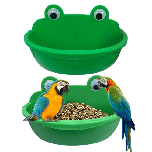 Vogelfutterschale, Vogelkäfigfutterschalen - Multifunktionaler Futter - Spritzsicheres Lovebird-Badegericht für graue Cockatiel, Shotet-Fütterungsbehälter von Oldmoom