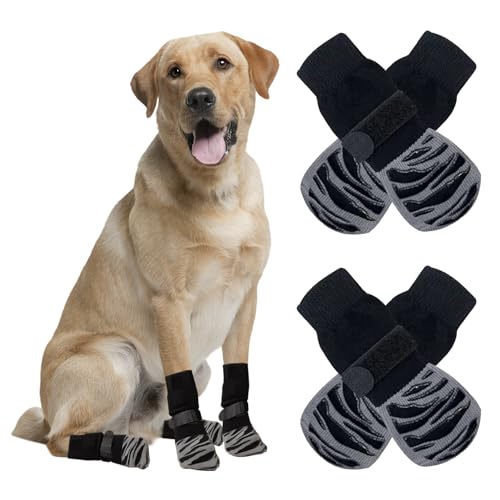 4 Stück Hundesocken mit Pfotenabdrücke stoppen Lecken, rutschfeste Hundesocken mit verstellbarem Riemen, Hundepfotenschutz verhindern Kratzer, Hundekrallensocken für Welpen, kleine, mittelgroße und 4 Stück Hundesocken mit Pfotenabdrücke stoppen Lecken, rutschfeste Hundesocken mit verstellbarem Riemen, Hundepfotenschutz verhindern Kratzer, Hundekrallensocken für Welpen, kleine, mittelgroße und von Olensson