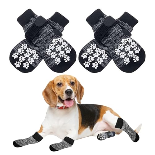 4 Stück Hundesocken mit Pfotenabdrücke stoppen Lecken, rutschfeste Hundesocken mit verstellbarem Riemen, Hundepfotenschutz verhindern Kratzer, Hundekrallensocken für kleine, mittelgroße und große 4 Stück Hundesocken mit Pfotenabdrücke stoppen Lecken, rutschfeste Hundesocken mit verstellbarem Riemen, Hundepfotenschutz verhindern Kratzer, Hundekrallensocken für kleine, mittelgroße und große von Olensson
