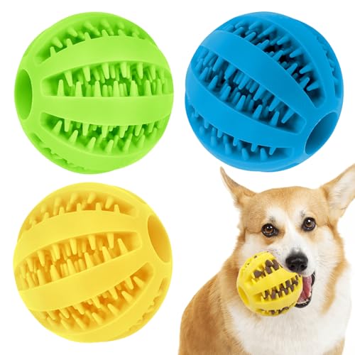 Hundespielzeug-Ball, Leckerli-Spender, interaktives Hundespielzeug gegen Langeweile, Leckerli-Spielzeugball, Zahnreinigung, Kauspielzeug, Haustierfutterball, Schleifzahnball für Hunde, Welpen, 3 Stück Hundespielzeug-Ball, Leckerli-Spender, interaktives Hundespielzeug gegen Langeweile, Leckerli-Spielzeugball, Zahnreinigung, Kauspielzeug, Haustierfutterball, Schleifzahnball für Hunde, Welpen, 3 Stück von Olensson