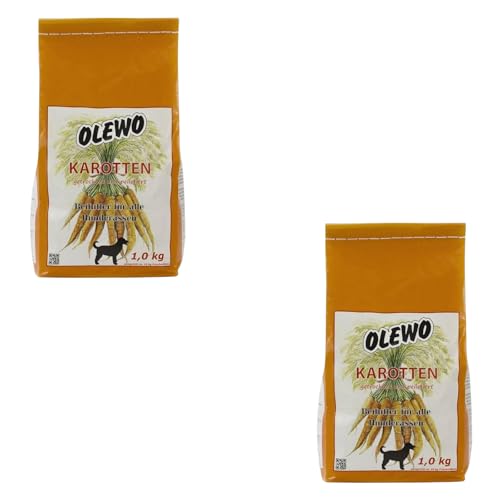 Olewo Karotten-Pellets | Doppelpack | 2 x 1 kg | Ergänzungsfuttermittel für Hunde | Zur Unterstützung der Verdauung und des Immunsystems | Natürliche Inhaltsstoffe von Olewo
