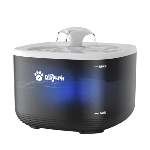Olfjurk Katzen Wasserbrunnen, 2,891.7 g/3L Automatischer Haustier Wasserbrunnen Hund Wasserspender mit einem abnehmbaren Wassertank, Einfache Reinigung für Katzen, Hunde, Mehrere Haustiere von Olfjurk