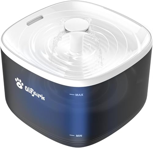 Olfjurk Katzenbrunnen,3L Automatischer Trinkbrunnen für Katze,Katzenbrunnen Kabellos mit Abnehmbarem Wassertank,Pumpe Leiser Betrieb mit Led,Hochwertige Filtration,einfache Reinigung für Katzen,Hunde von Olfjurk