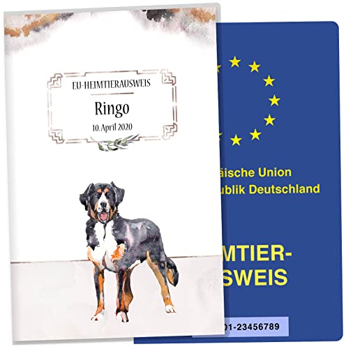 EU-Heimtierausweis Hülle Cosmo Hunde Tierausweis Schutzhülle schöne Geschenkidee personalisierbar mit Namen und Geburtsdatum (Blacky, EU-Heimtierausweishülle personalisiert) von Olgs