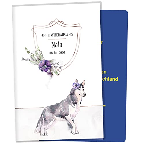 EU-Heimtierausweis Hülle Cosmo Hunde Tierausweis Schutzhülle schöne Geschenkidee personalisierbar mit Namen und Geburtsdatum (Blümchen, EU-Heimtierausweishülle personalisiert) von Olgs