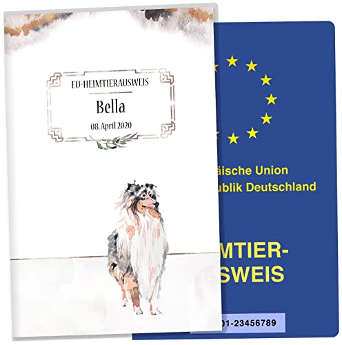 EU-Heimtierausweis Hülle Cosmo Hunde Tierausweis Schutzhülle schöne Geschenkidee personalisierbar mit Namen und Geburtsdatum (Felicia, EU-Heimtierausweishülle personalisiert) von Olgs