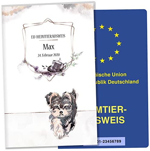 EU-Heimtierausweis Hülle Cosmo Hunde Tierausweis Schutzhülle schöne Geschenkidee personalisierbar mit Namen und Geburtsdatum (Poppy, EU-Heimtierausweishülle personalisiert) von Olgs