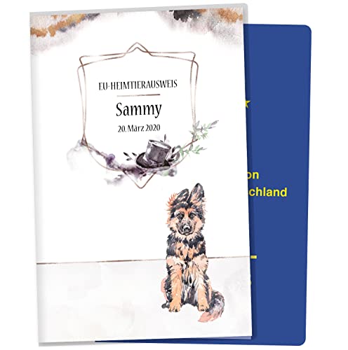 EU-Heimtierausweis Hülle Cosmo Hunde Tierausweis Schutzhülle schöne Geschenkidee personalisierbar mit Namen und Geburtsdatum (Rex, EU-Heimtierausweishülle personalisiert) von Olgs