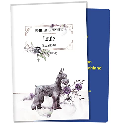 EU-Heimtierausweis Hülle Cosmo Hunde Tierausweis Schutzhülle schöne Geschenkidee personalisierbar mit Namen und Geburtsdatum (Rocket, EU-Heimtierausweishülle personalisiert) von Olgs