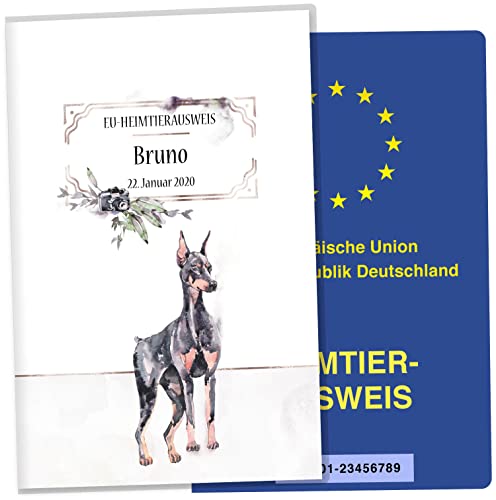EU-Heimtierausweis Hülle Cosmo Hunde Tierausweis Schutzhülle schöne Geschenkidee personalisierbar mit Namen und Geburtsdatum (Sporty, EU-Heimtierausweishülle personalisiert) von Olgs