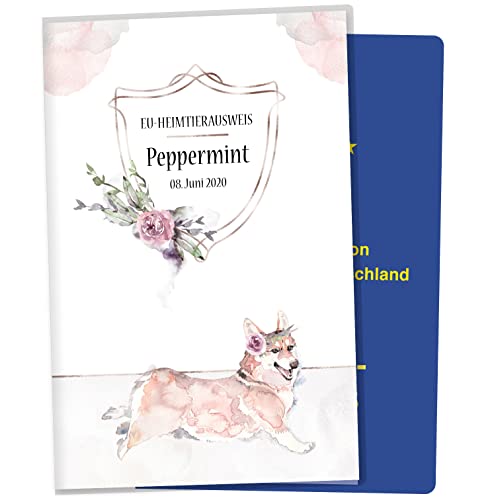 EU-Heimtierausweis Hülle Cosmo Hunde Tierausweis Schutzhülle schöne Geschenkidee personalisierbar mit Namen und Geburtsdatum (Trixy, EU-Heimtierausweishülle personalisiert) von Olgs