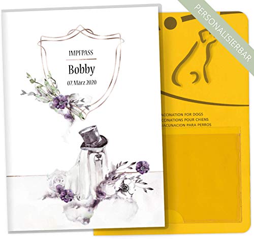 Impfpass Hülle für Tiere Cosmo Hunde Tierausweis Schutzhülle schöne Geschenkidee personalisierbar mit Namen und Geburtsdatum (Elegant, Impfpasshülle personalisiert) von Olgs