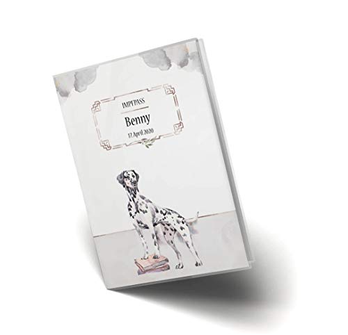 Impfpass Hülle für Tiere Cosmo Hunde Tierausweis Schutzhülle schöne Geschenkidee personalisierbar mit Namen und Geburtsdatum (Flecky, Impfpasshülle personalisiert) von Olgs