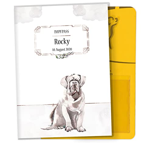 Impfpass Hülle für Tiere Cosmo Hunde Tierausweis Schutzhülle schöne Geschenkidee personalisierbar mit Namen und Geburtsdatum (Ralf, Impfpasshülle personalisiert) von Olgs