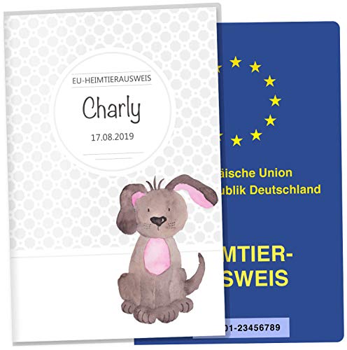 OLGS EU-Heimtierausweis Hülle Haustiere Tierausweis Schutzhülle Geschenkidee personalisierbar mit Namen und Geburtsdatum (Charly, EU-Heimtierausweishülle personalisiert) von Olgs