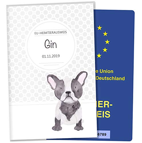 OLGS EU-Heimtierausweis Hülle Haustiere Tierausweis Schutzhülle Geschenkidee personalisierbar mit Namen und Geburtsdatum (Gin, EU-Heimtierausweishülle personalisiert) von Olgs