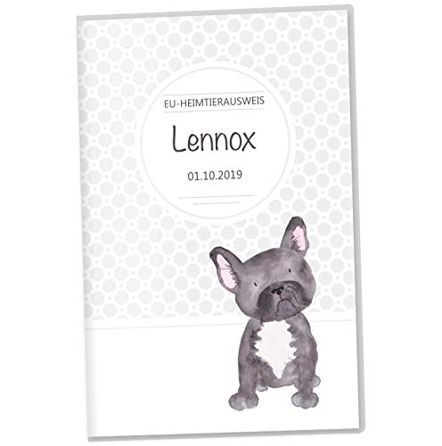 OLGS EU-Heimtierausweis Hülle Haustiere Tierausweis Schutzhülle Geschenkidee personalisierbar mit Namen und Geburtsdatum (Lennox, EU-Heimtierausweishülle personalisiert) von Olgs