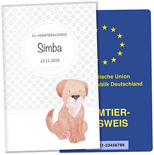 OLGS EU-Heimtierausweis Hülle Haustiere Tierausweis Schutzhülle Geschenkidee personalisierbar mit Namen und Geburtsdatum (Simba, EU-Heimtierausweishülle personalisiert) von Olgs