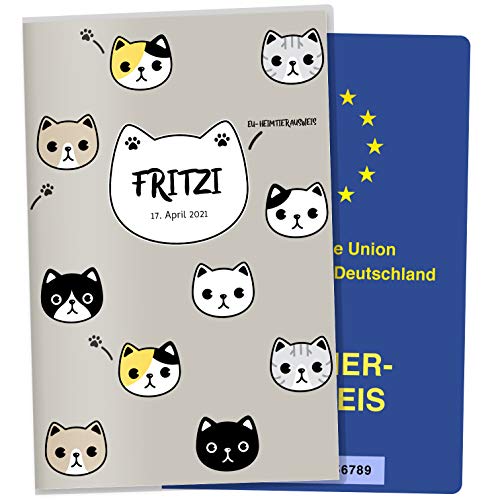 OLGS EU-Heimtierausweis Hülle Lovely Pets Tierausweis Schutzhülle Geschenkidee personalisierbar mit Namen und Geburtsdatum (Shady Cats, EU-Heimtierausweis personalisiert) von Olgs