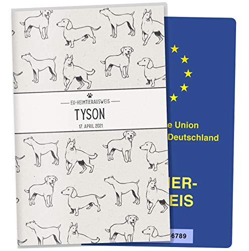 OLGS EU-Heimtierausweis Hülle Lovely Pets Tierausweis Schutzhülle Geschenkidee personalisierbar mit Namen und Geburtsdatum (watchdogs, EU-Heimtierausweis personalisiert) von Olgs