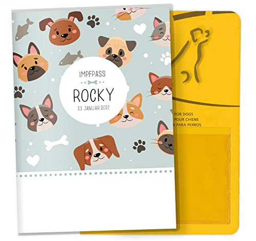 OLGS Impfpasshülle für Tiere Lovely Pets Schutzhülle für dem Impfpass Tierpass Hülle personalisierbar mit Namen (Kitty & Dog, Impfpasshülle personalisiert) von Olgs