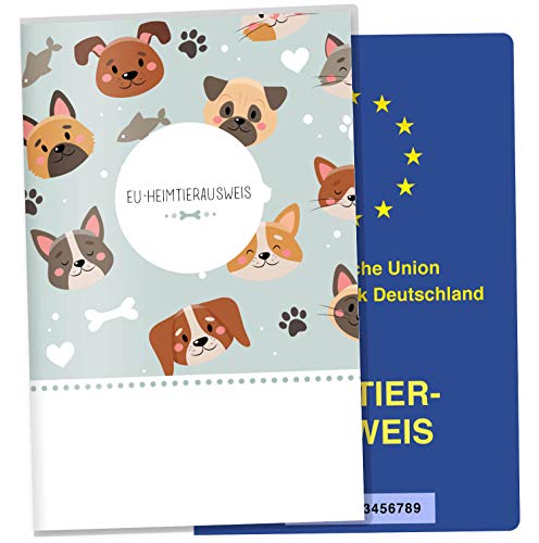 OLGS EU-Heimtierausweis Hülle Lovely Pets Tierausweis Schutzhülle Geschenkidee Reisedokument Tiere Haustier Tierpass (Kitty & Dog, EU-Heimtierausweis) von Olgs